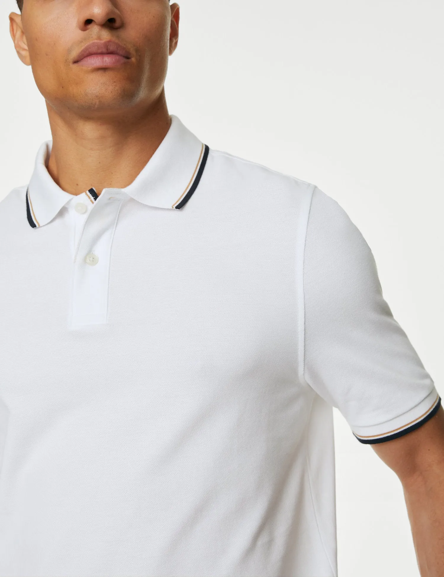 2pk Pure Cotton Tipped Polo Shirts