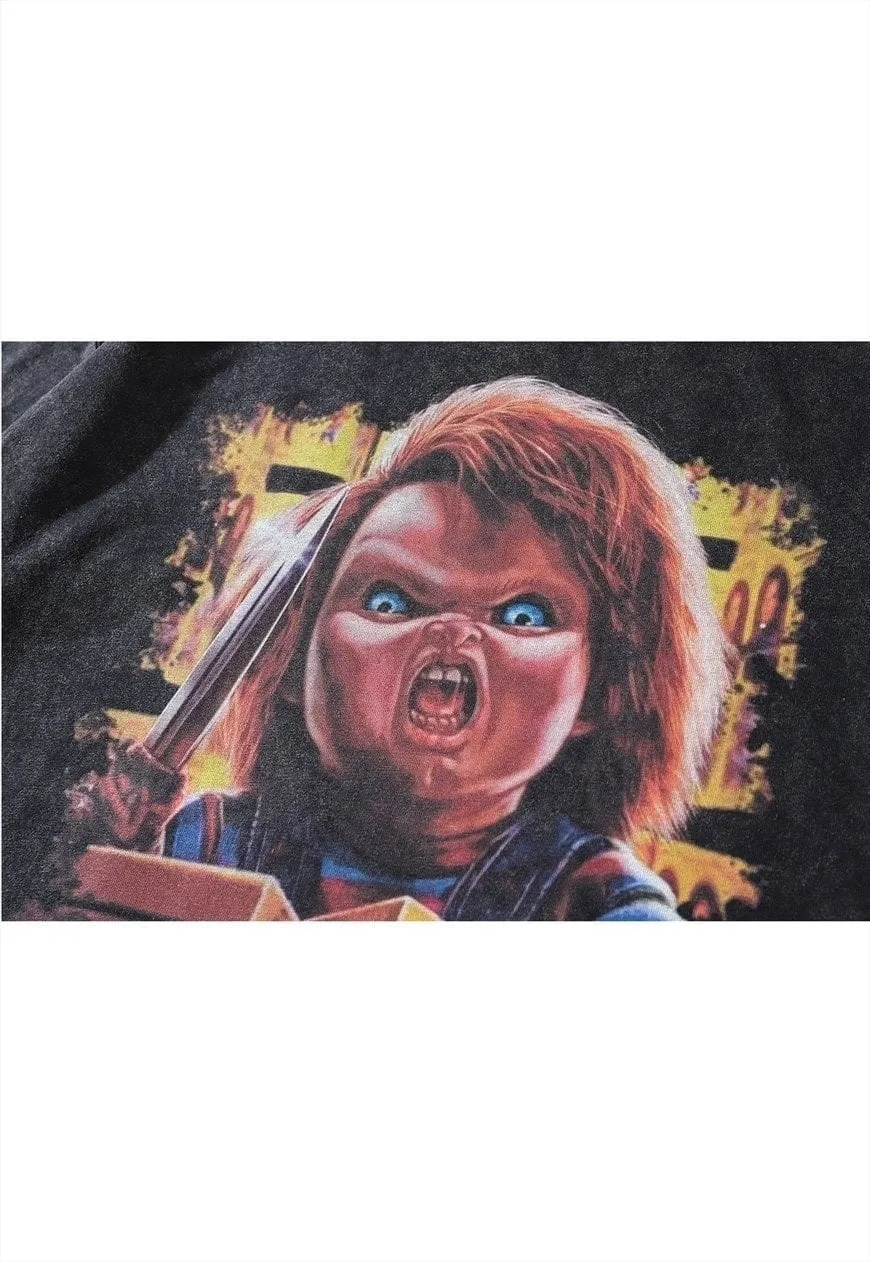 Chucky t-shirt vintage wash horror movie long tee creepy top