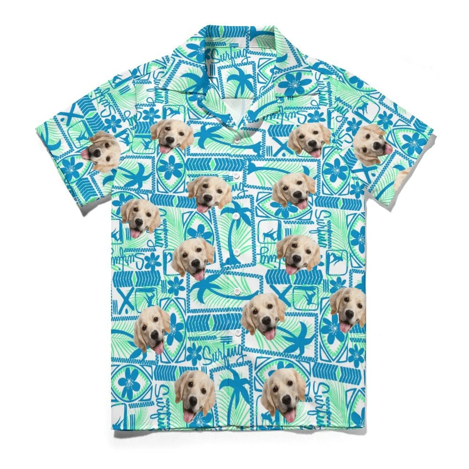 Custom Face Sunday Surfing Matching Pet and Owner Hawaiian Shirts Custom Pet Shirt Gift