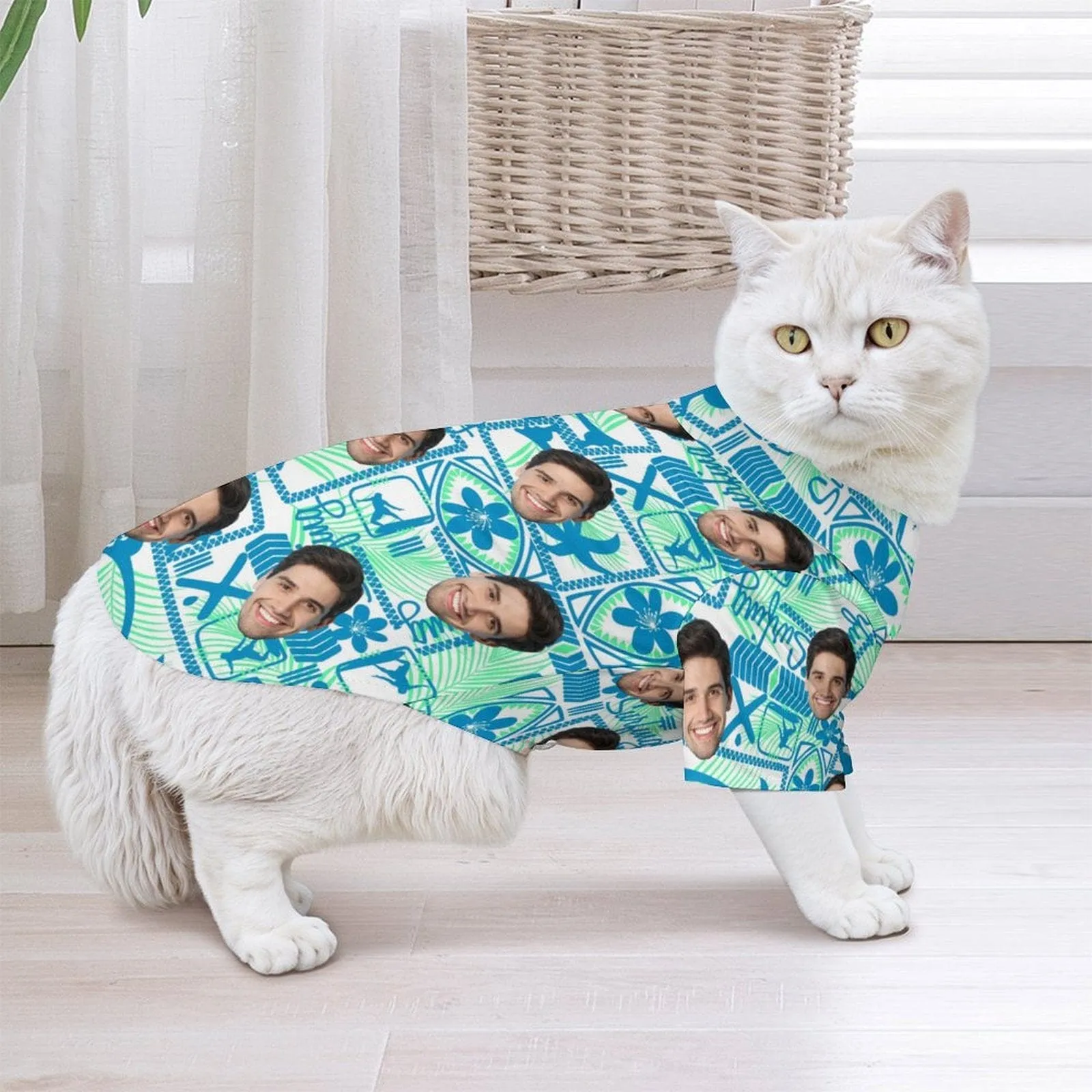 Custom Face Sunday Surfing Matching Pet and Owner Hawaiian Shirts Custom Pet Shirt Gift