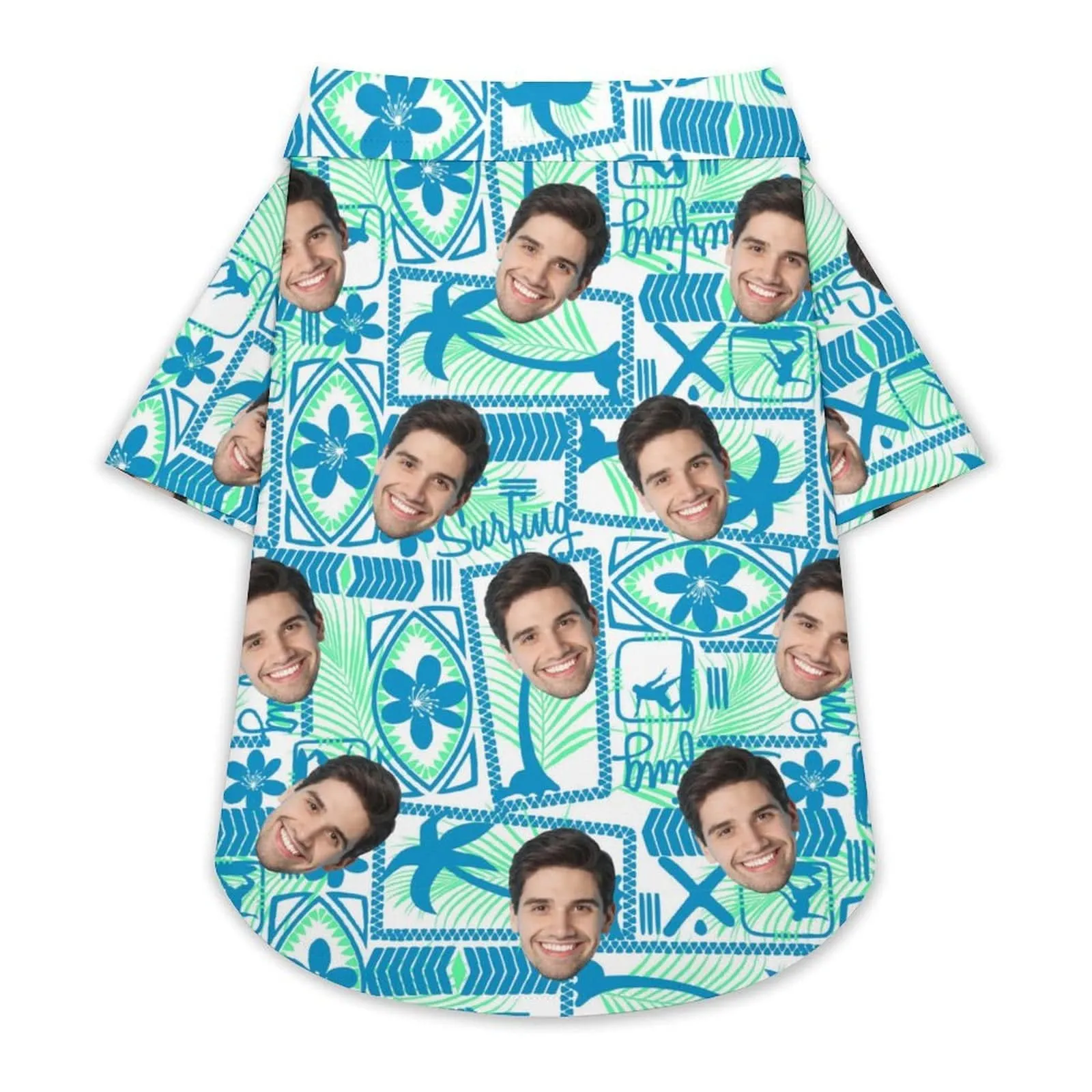 Custom Face Sunday Surfing Matching Pet and Owner Hawaiian Shirts Custom Pet Shirt Gift