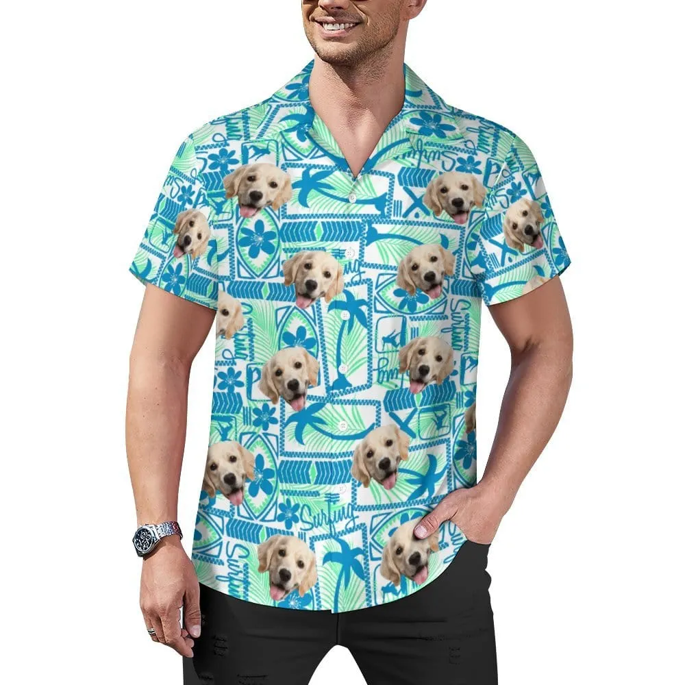 Custom Face Sunday Surfing Matching Pet and Owner Hawaiian Shirts Custom Pet Shirt Gift