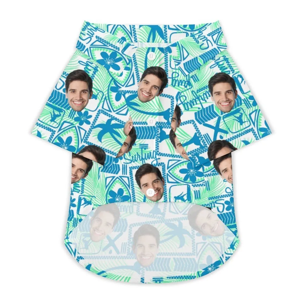 Custom Face Sunday Surfing Matching Pet and Owner Hawaiian Shirts Custom Pet Shirt Gift