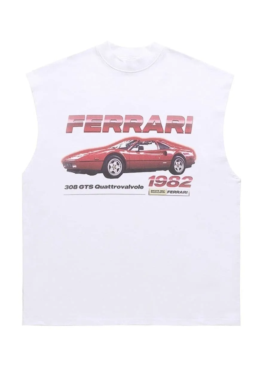 Ferrari sleeveless t-shirt retro car tank top surfer vest