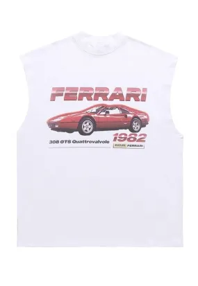 Ferrari sleeveless t-shirt retro car tank top surfer vest
