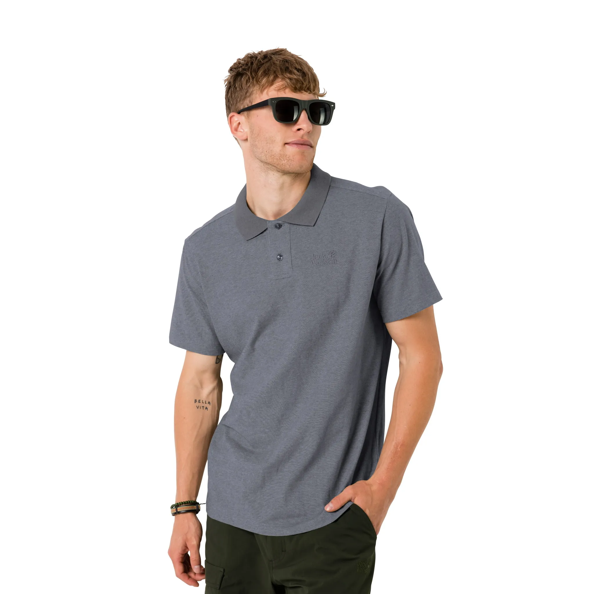 Jack Wolfskin Men&#x27;s Pique Polo Pebble Grey | Buy Jack Wolfskin Men&#x27;s Pique Polo Pebble Grey here | Outnorth