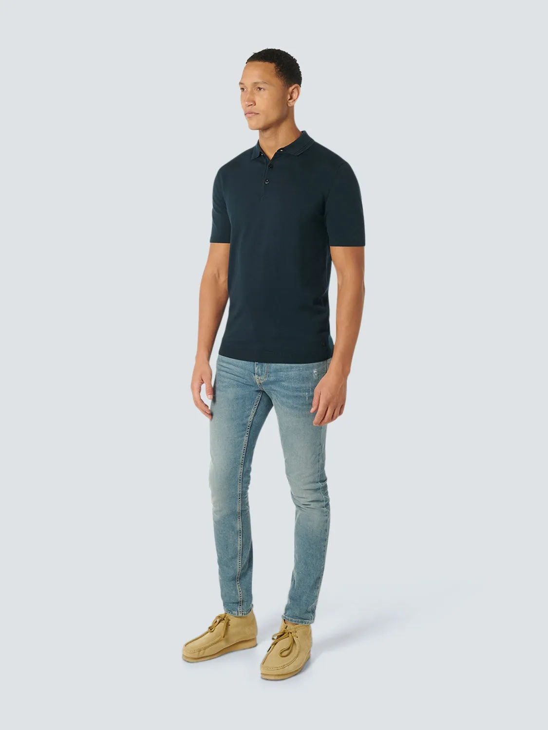 Knitted short sleeved polo viscose mix | Night
