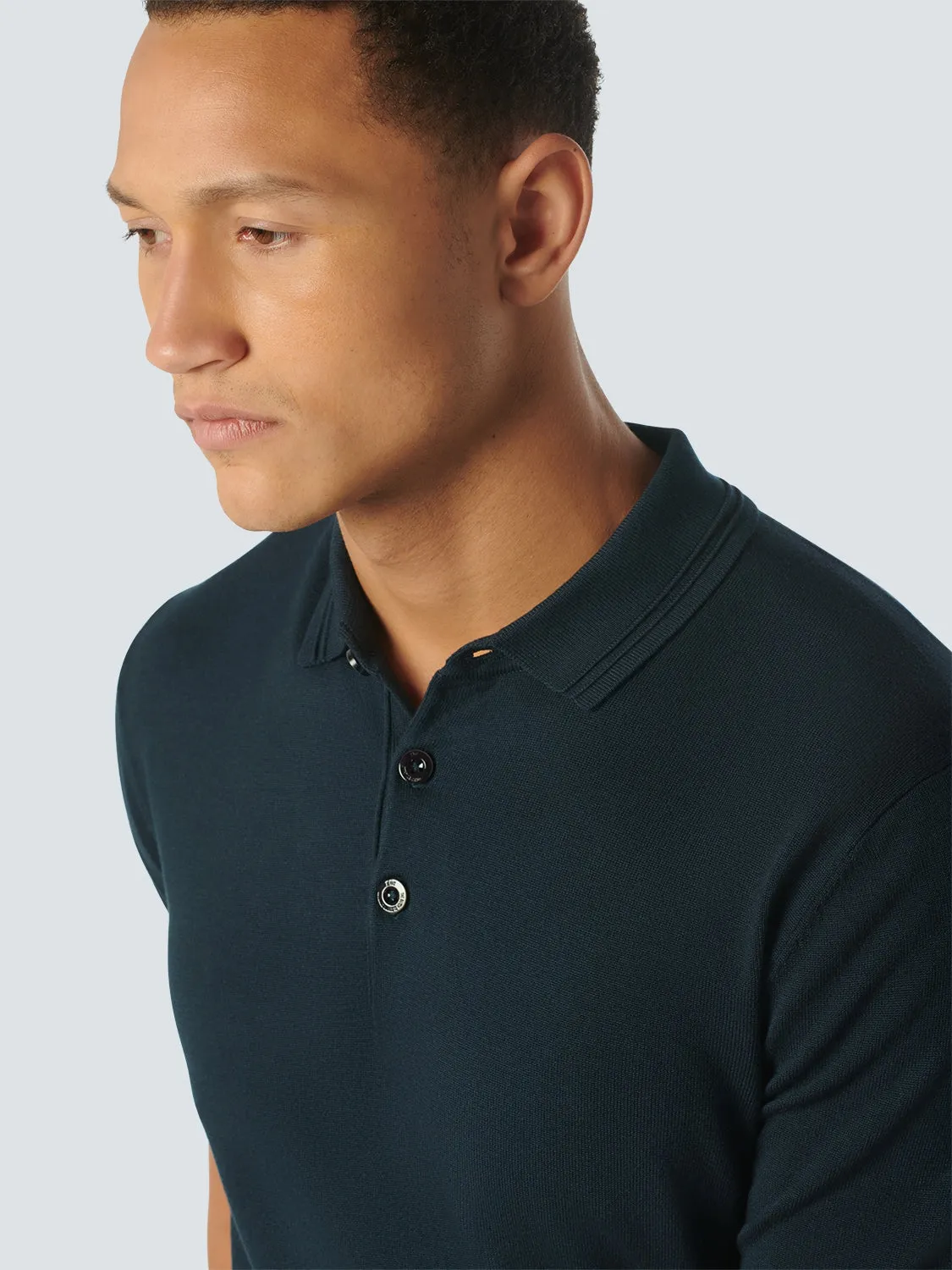 Knitted short sleeved polo viscose mix | Night