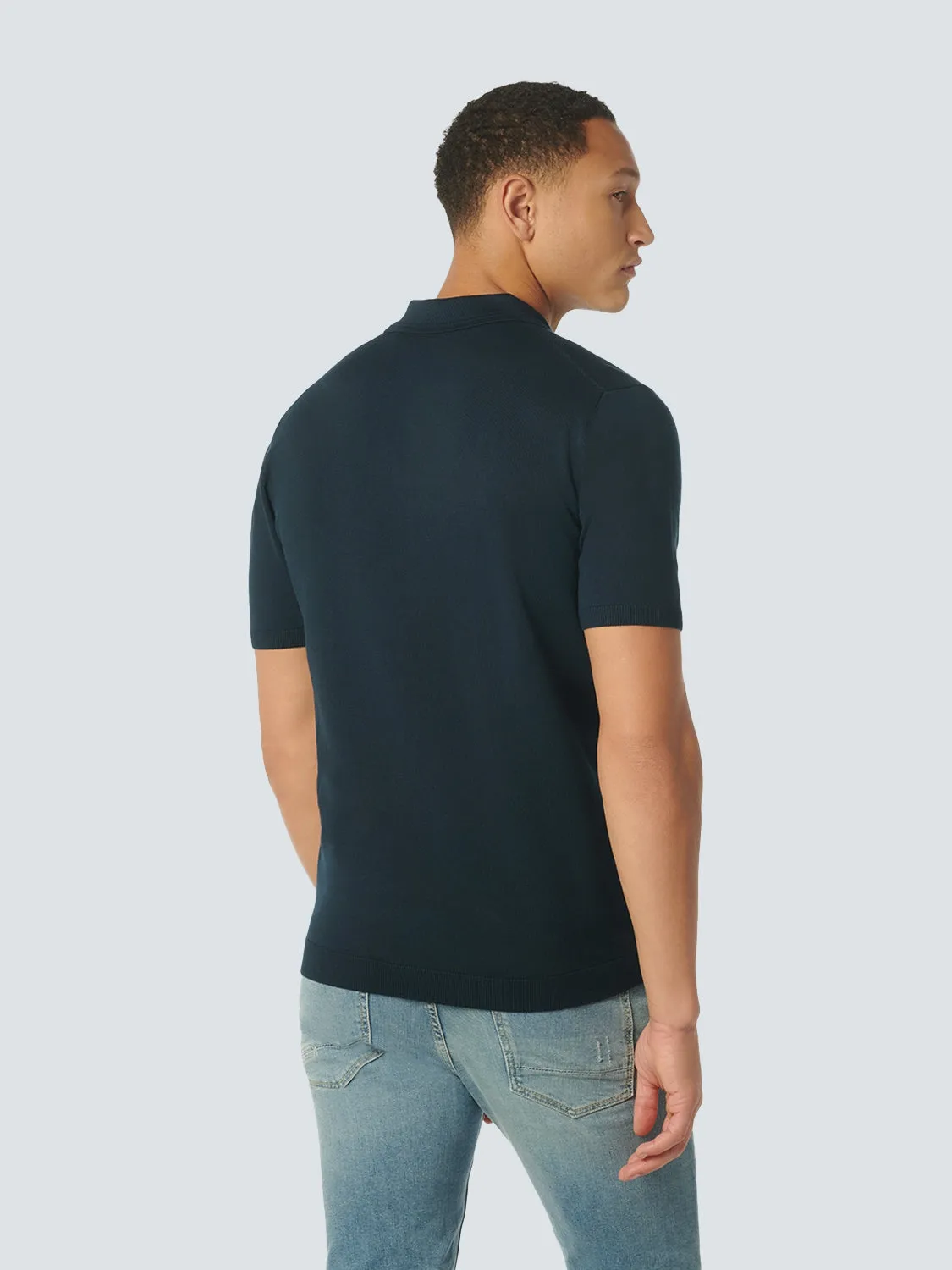 Knitted short sleeved polo viscose mix | Night