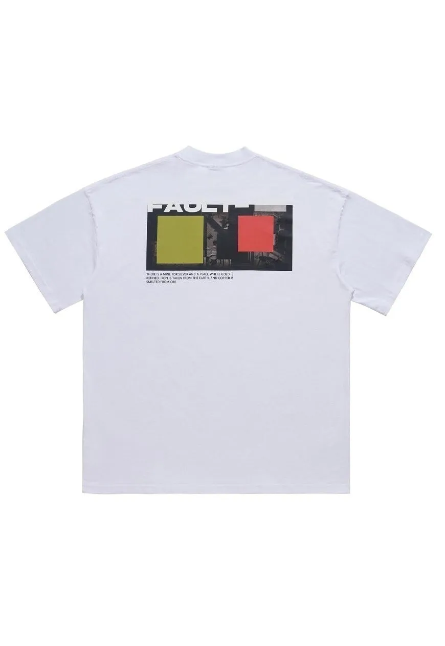 Microchip print t-shirt mechanic tee utility top in white