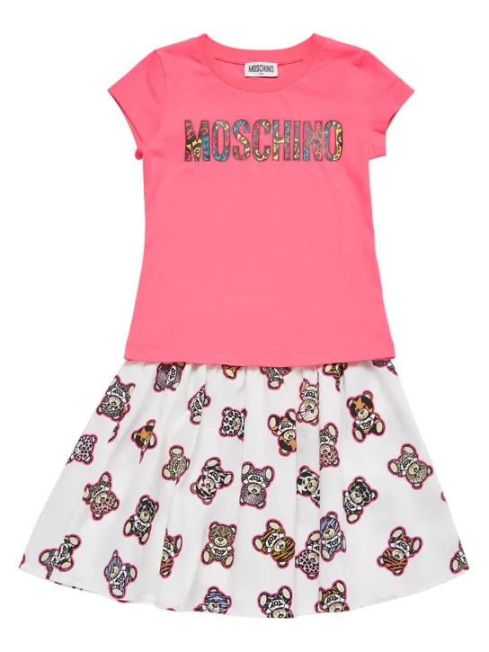 Moschino   Cotton jersey cropped t-shirt &amp; skirt 