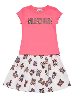 Moschino   Cotton jersey cropped t-shirt &amp; skirt 