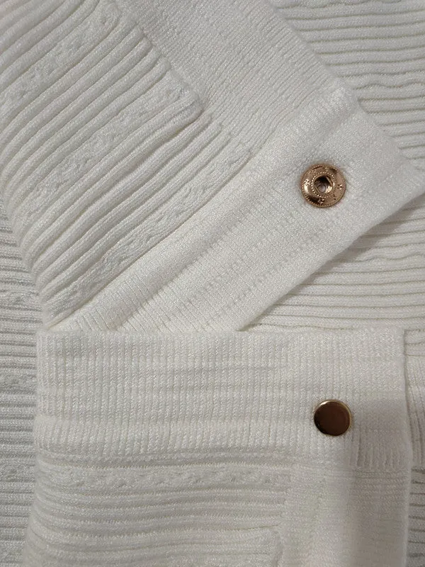 T Shirt Balmain Spring/Summer Knitted Padded Shoulder Coat V-neck Sweater